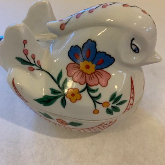 Porcelain Bird Prestige MCML XXX1 Trinket Jewelry Box Hand Painted Flower Design - Picture 2 of 10